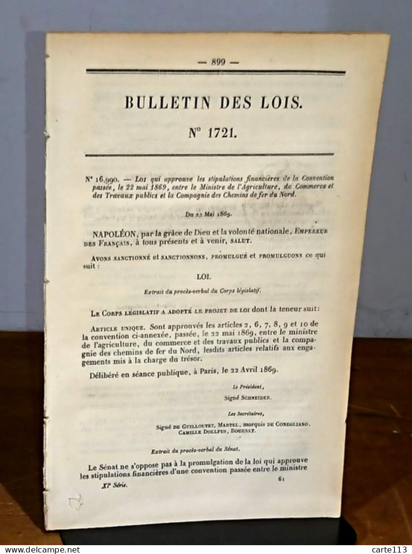COLLECTIF   - CONVENTION AVEC LA COMPAGNIE DE CHEMINS DE FER DU NORD - BULLETIN DES - 1801-1900