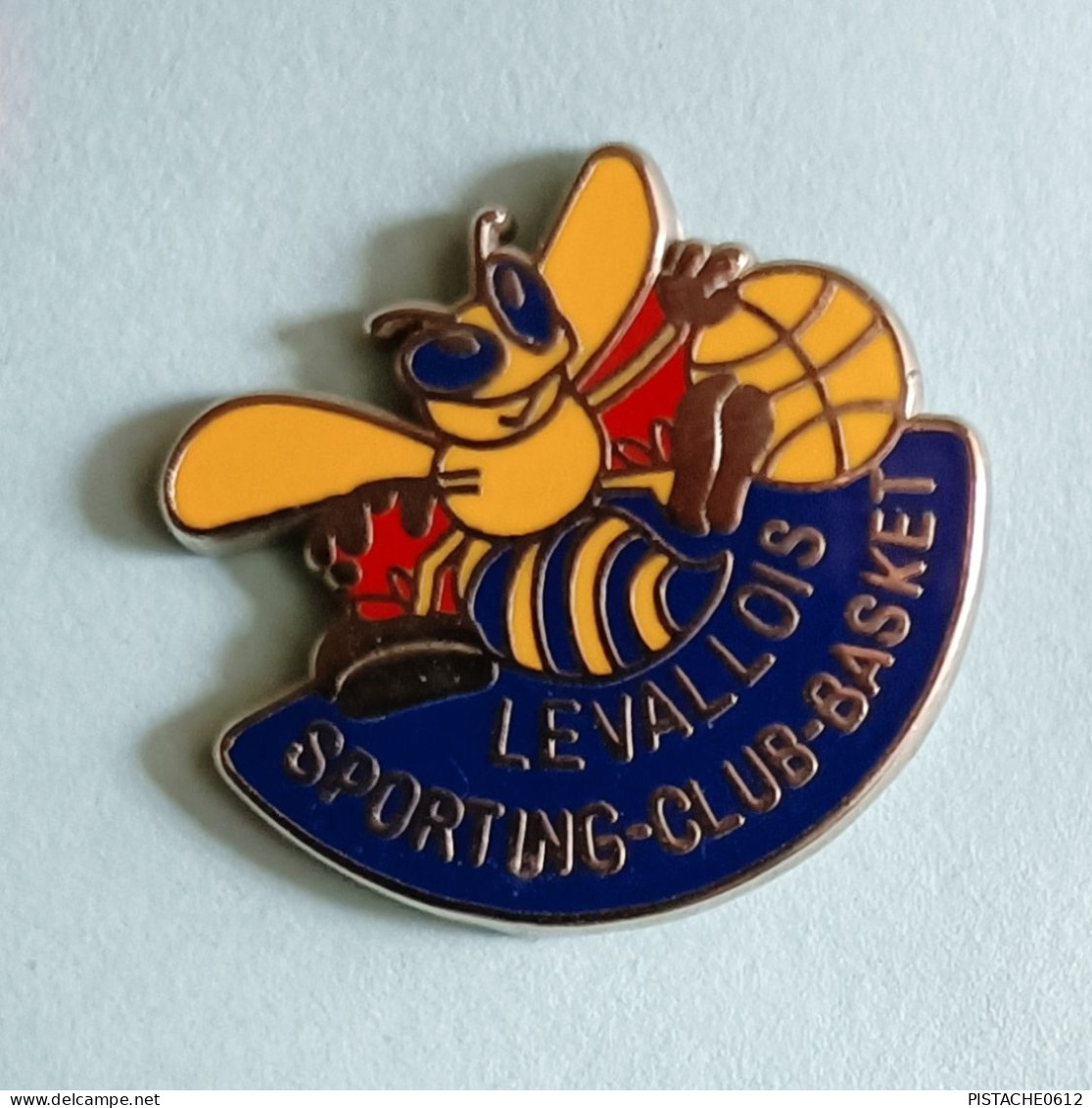 Pin's Basket Levallois Sporting-Club-Basket Charlotte Hornets Signé Made In France - Basketball
