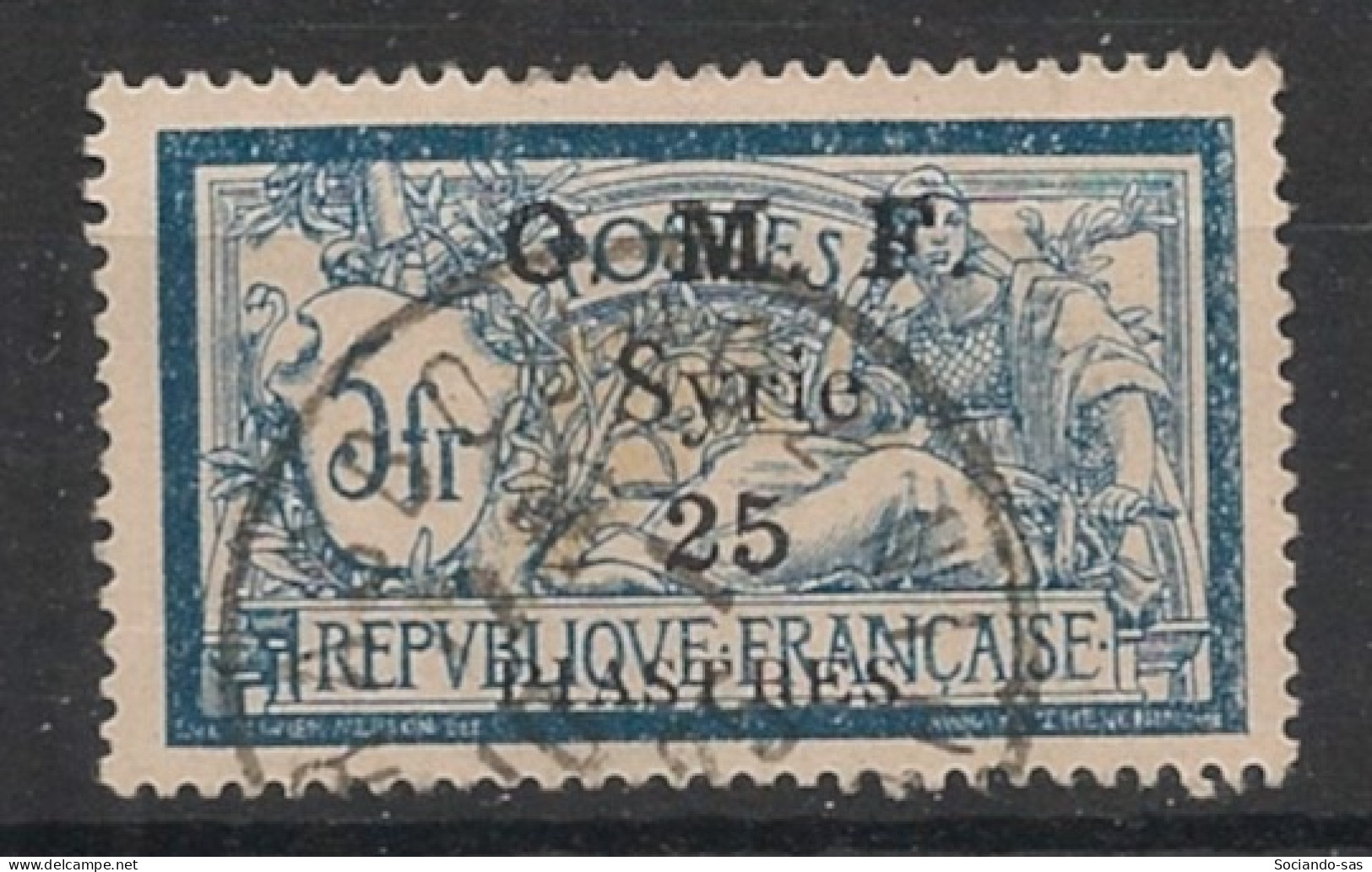 SYRIE - 1920-22 - N°YT. 67 - Type Merson 25pi Sur 5f Bleu - Oblitéré / Used - Used Stamps