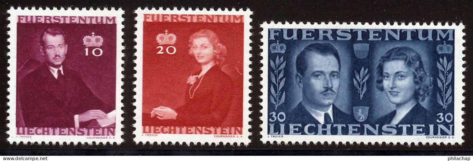 Liechtenstein 1943 Yvert 186 / 188 ** TB Bord De Feuille - Neufs
