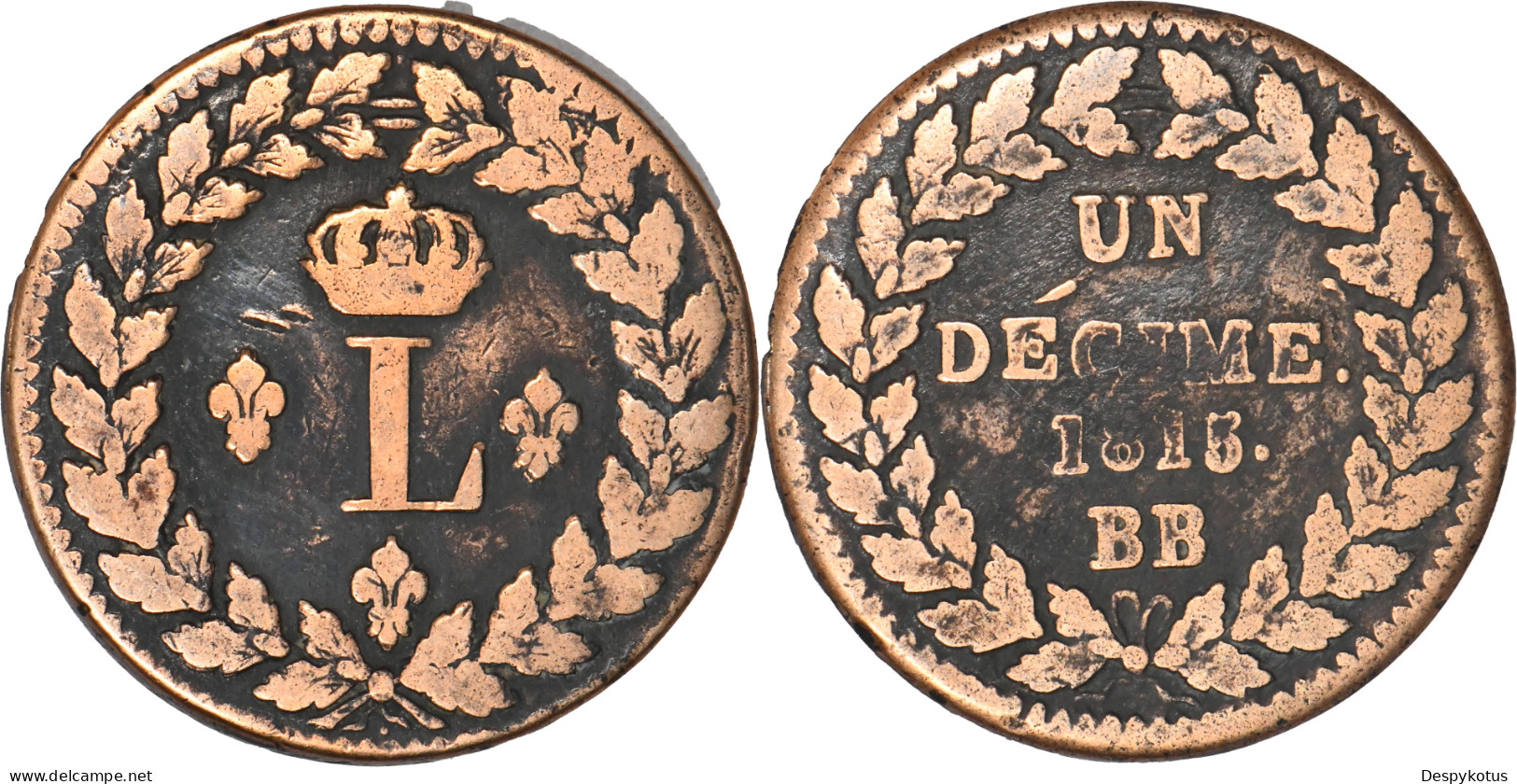 FRANCE - 1815 - UN DECIME - Louis XVIII - Strasbourg (BB) - 19-209 - Andere & Zonder Classificatie