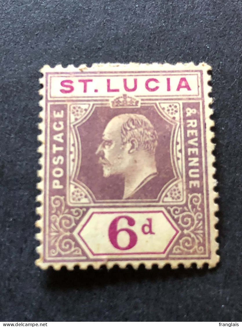 SAINT LUCIA  SG 72  6d Dull Purple And Violet  MH* Adhesion, See Scan  CV £40 - Ste Lucie (...-1978)