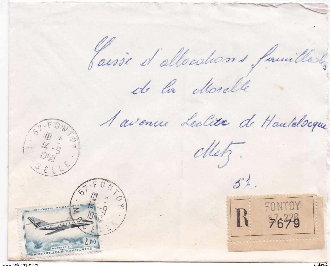 36973# LOT 12 LETTRES FRANCHISE PARTIELLE RECOMMANDE Obl FONTOY MOSELLE 1967 1968 Pour METZ 57 - Lettres & Documents