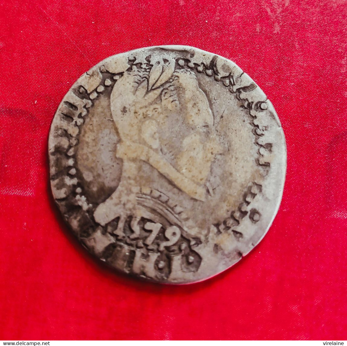 France 1/2 Franc 1579  L Bayonne Henri III  Au Col Plat  Argent - 1574-1589 Hendrik III
