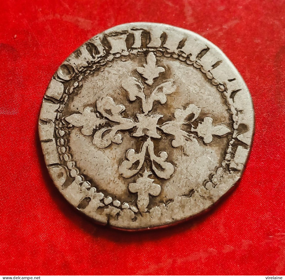 France 1/2 Franc 1579  L Bayonne Henri III  Au Col Plat  Argent - 1574-1589 Henry III