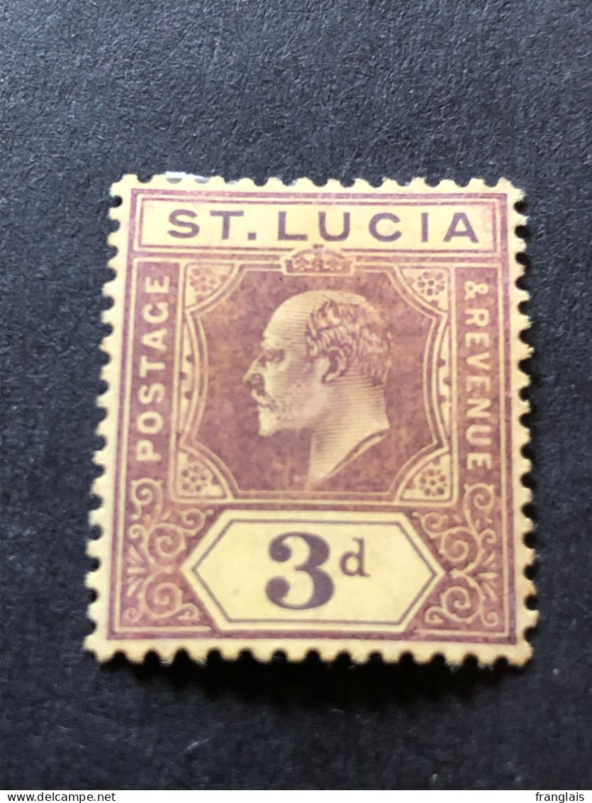 SAINT LUCIA  SG 71  3d Purple On Yellow  MH* - Ste Lucie (...-1978)