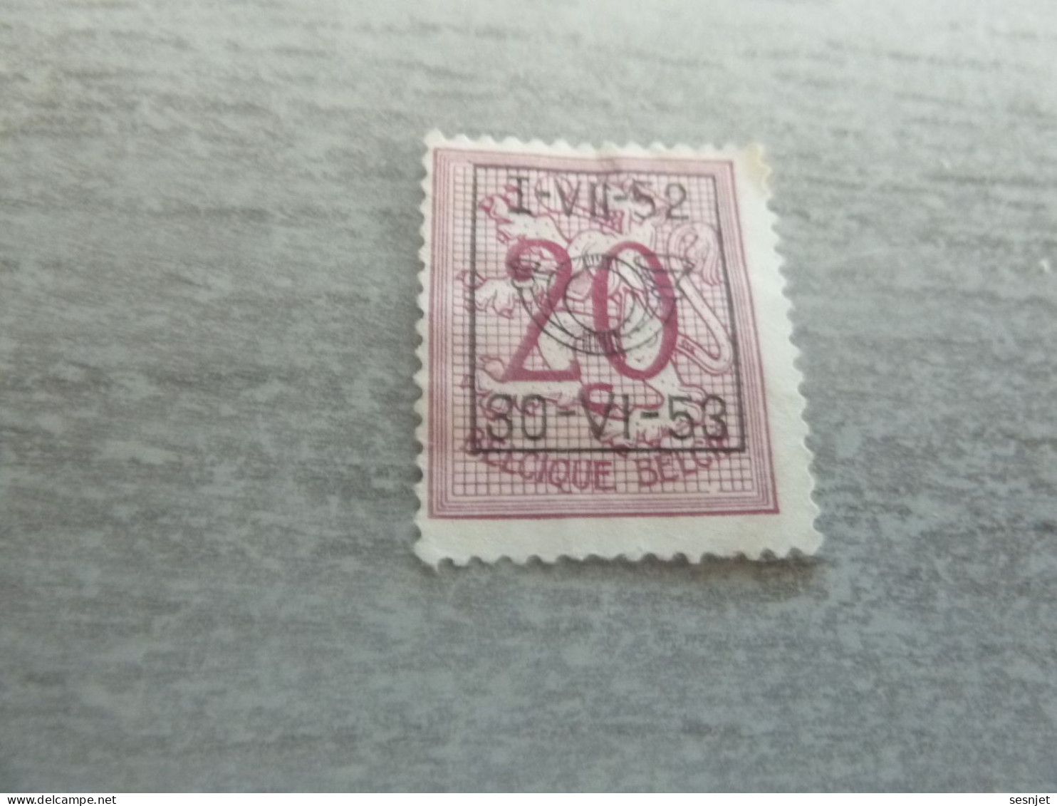 Belgique - Lion - 20c. - Lilas Foncé - Oblitéré - Année 1952 -1953 - - Used Stamps