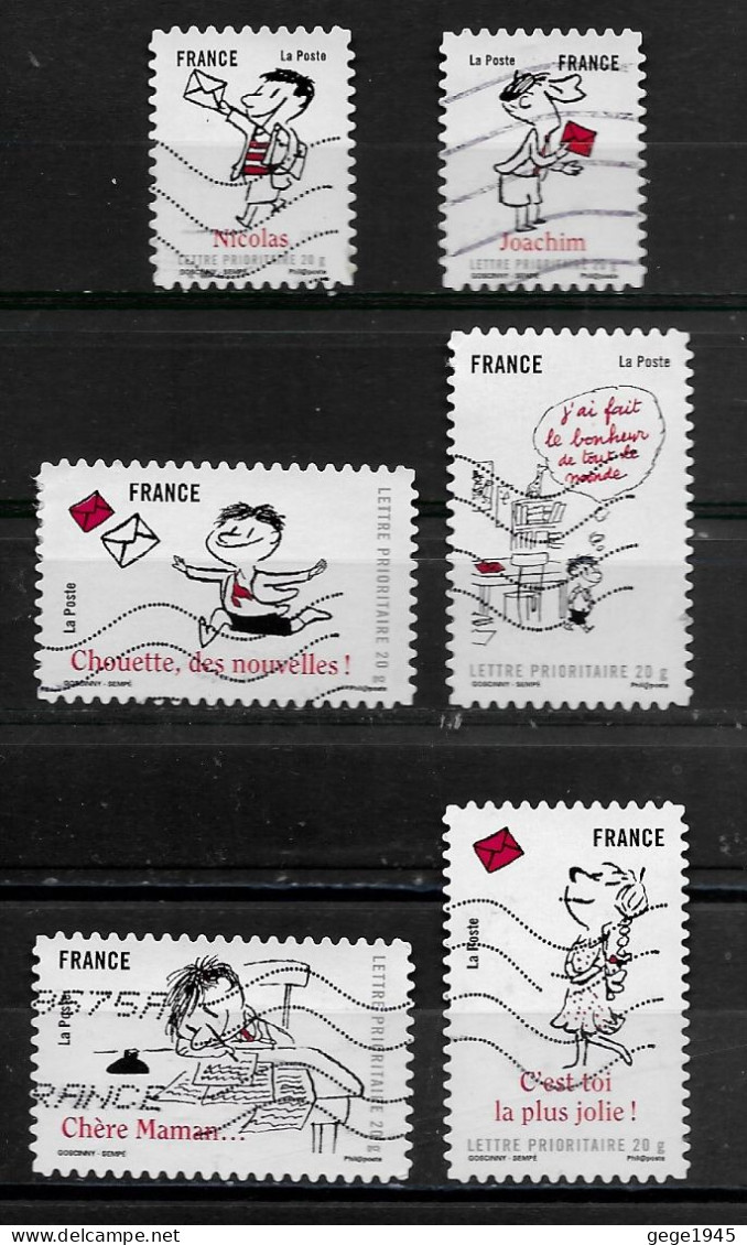 France 2009 Oblitéré Autoadhésif  N° 356 - 357 - 361 - 363 - 366 - 367    "  Sourires Avec Le Petit Nicolas  " - Used Stamps