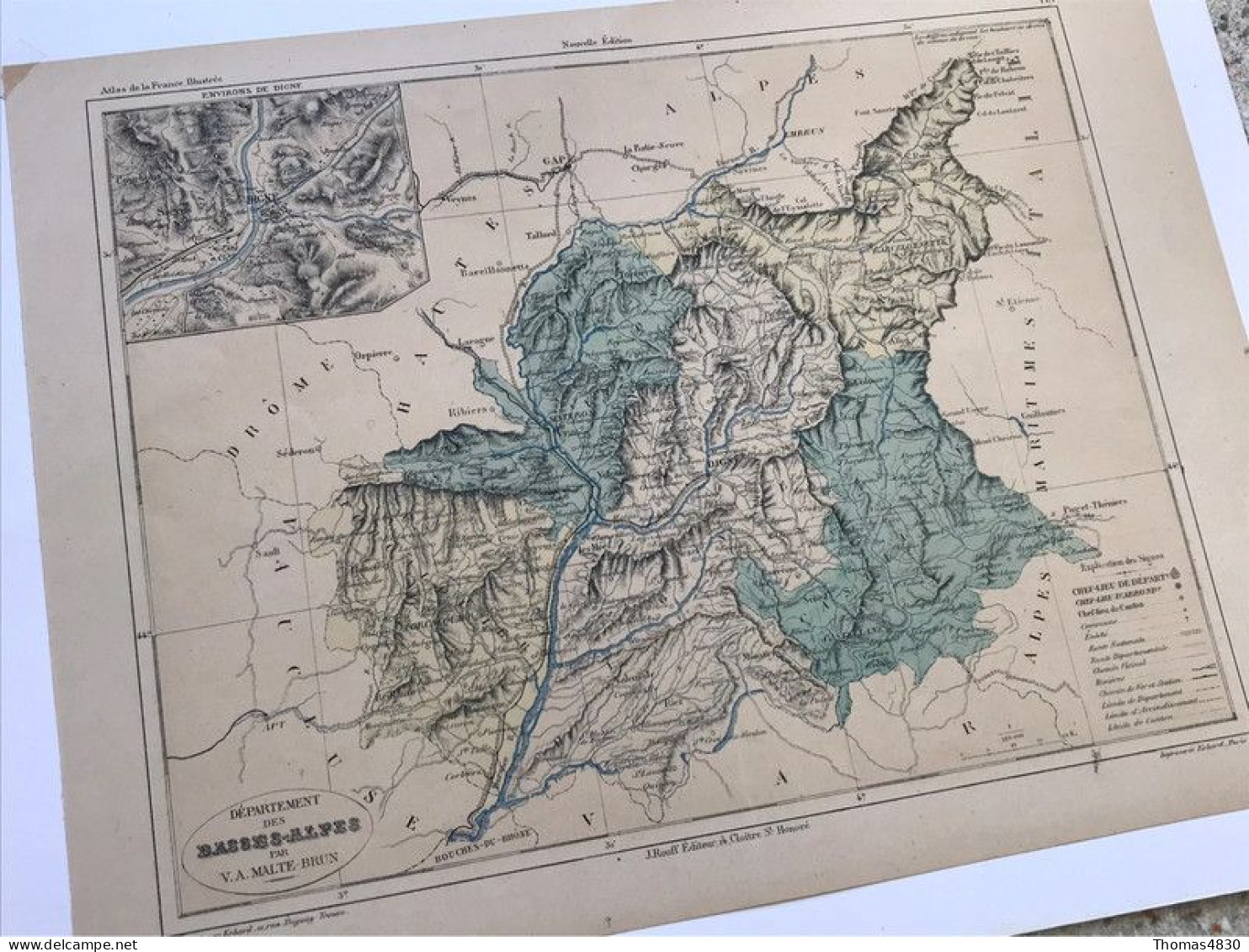 Carte Des Basses-Alpes / Gravure Originale / Circa 1880 : 37 Cm X 28 Cm - Geographical Maps