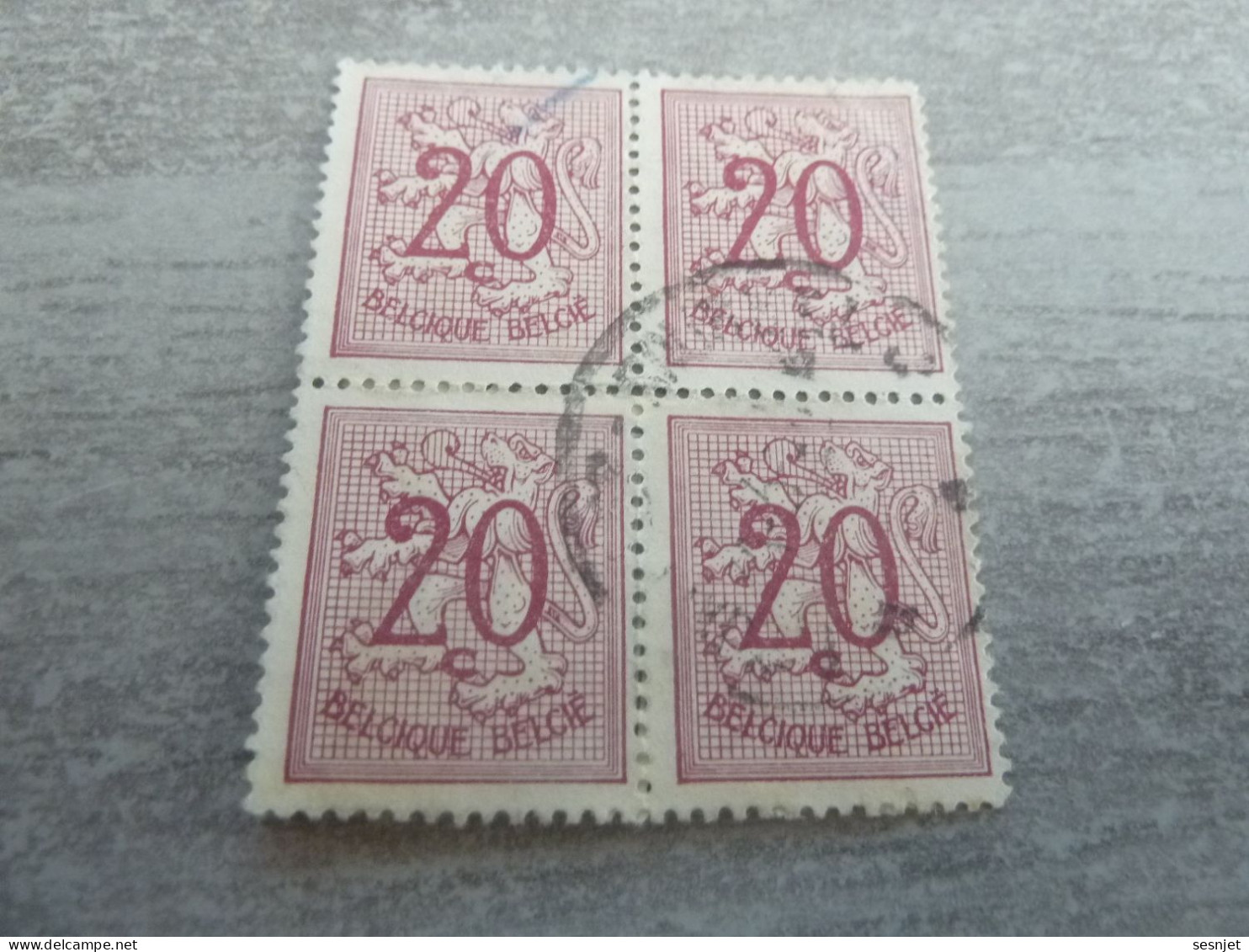 Belgique - Lion - 20c. - Lilas Foncé - Quadruple Oblitérés - Année 1950 - - Used Stamps
