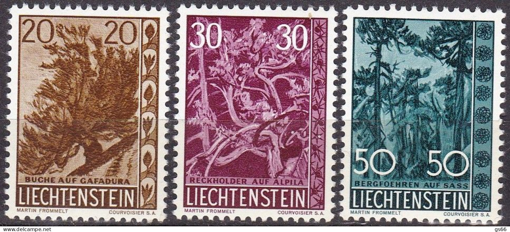 Liechtenstein, 1960, 399/01, MNH **,  Einheimische Bäume Und Sträucher - Nuevos