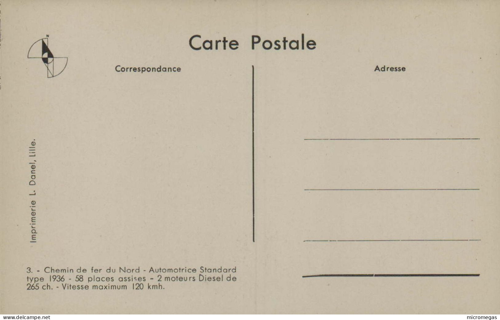 Chemins De Fer Du Nord - Automotrice Standard Type 1936 - 58 Places Assises - Trains