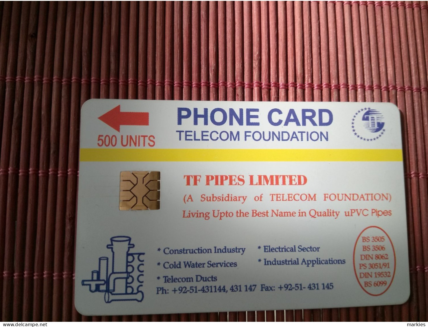 Phonecard TF PIPES 500 Units Used Rare - Pakistan