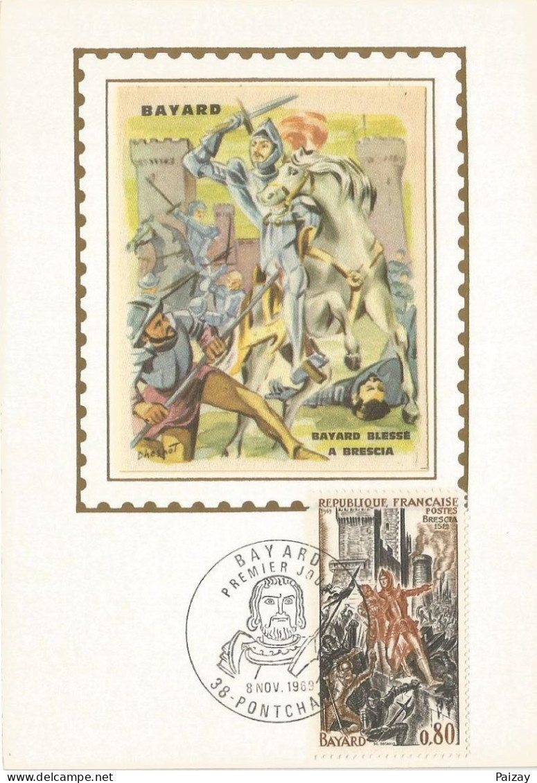 3 FDC Carte 1 Jour 1969 N° 1616 1617 1618 Luxe Soie Louis XI Charles Le Téméraire Henri IV Chevalier Bayard - Luxusentwürfe