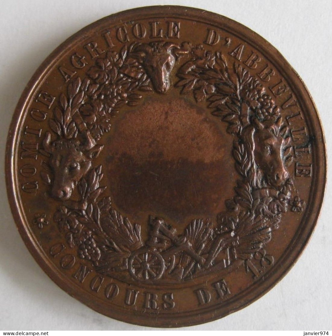 Somme 80 Medaille En Cuivre Abbeville, Concours, Mathieu De Dombasle  1880 – 1899 , Par Bescher - Other & Unclassified
