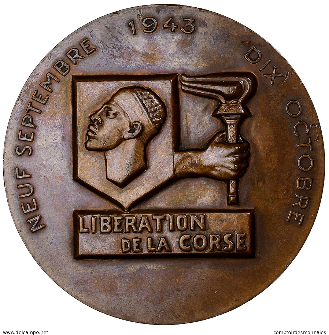 France, Médaille, Seconde Guerre Mondiale, Libération De La Corse, 1943 - Sonstige & Ohne Zuordnung