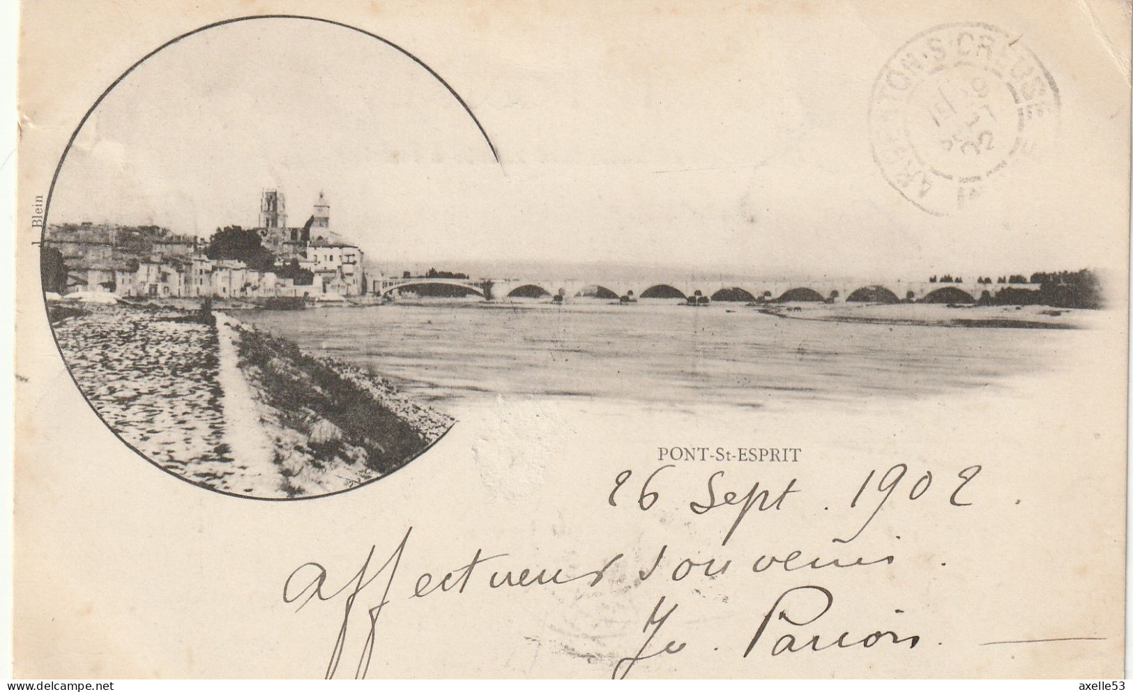 Pont Saint-Esprit 30 (10338) Le Pont De Rochebelle, Précurseur + Pont Sur Le Rhône (vue Prise De La Ville) 1900 - Pont-Saint-Esprit