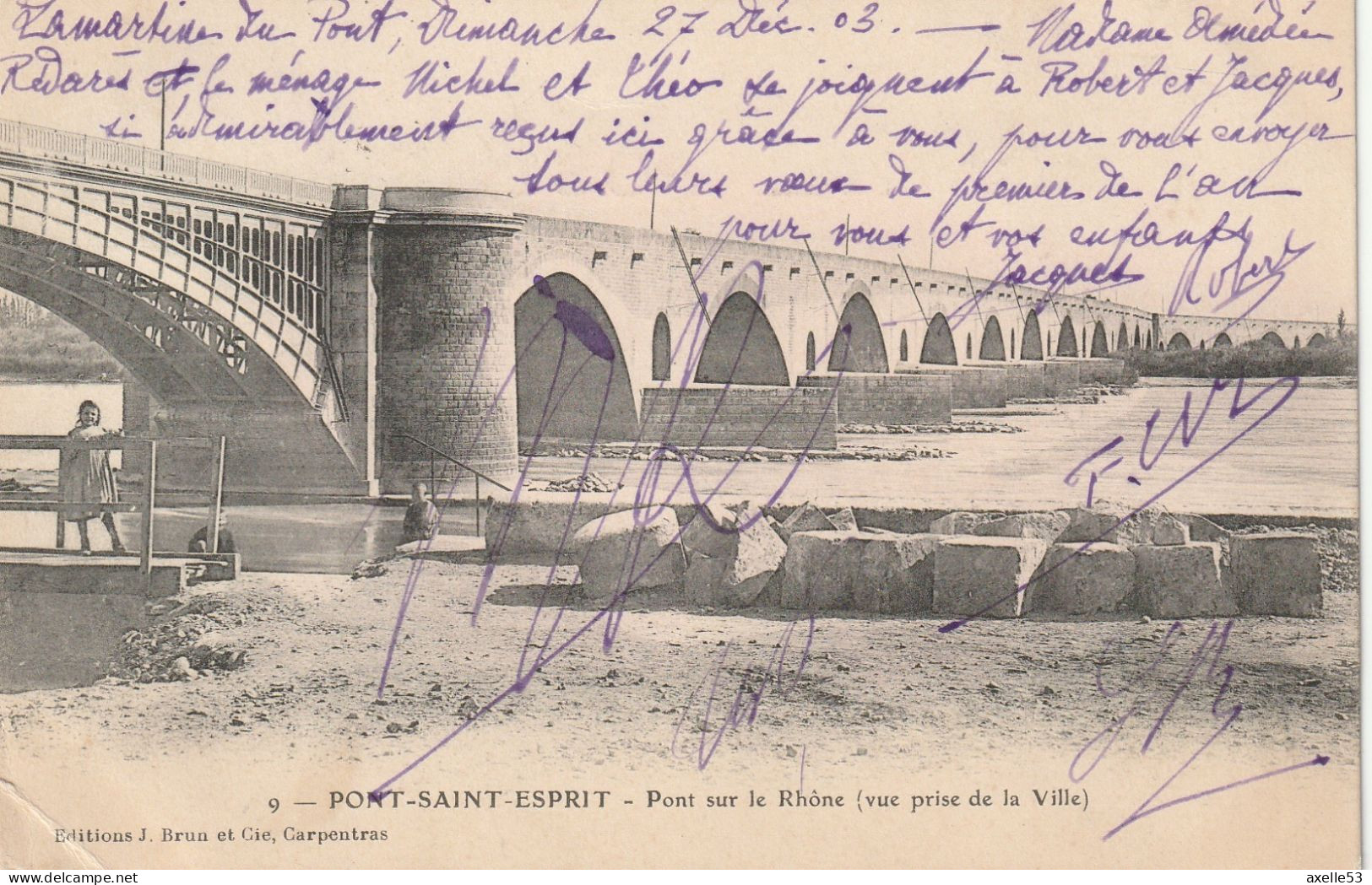 Pont Saint-Esprit 30 (10338) Le Pont De Rochebelle, Précurseur + Pont Sur Le Rhône (vue Prise De La Ville) 1900 - Pont-Saint-Esprit