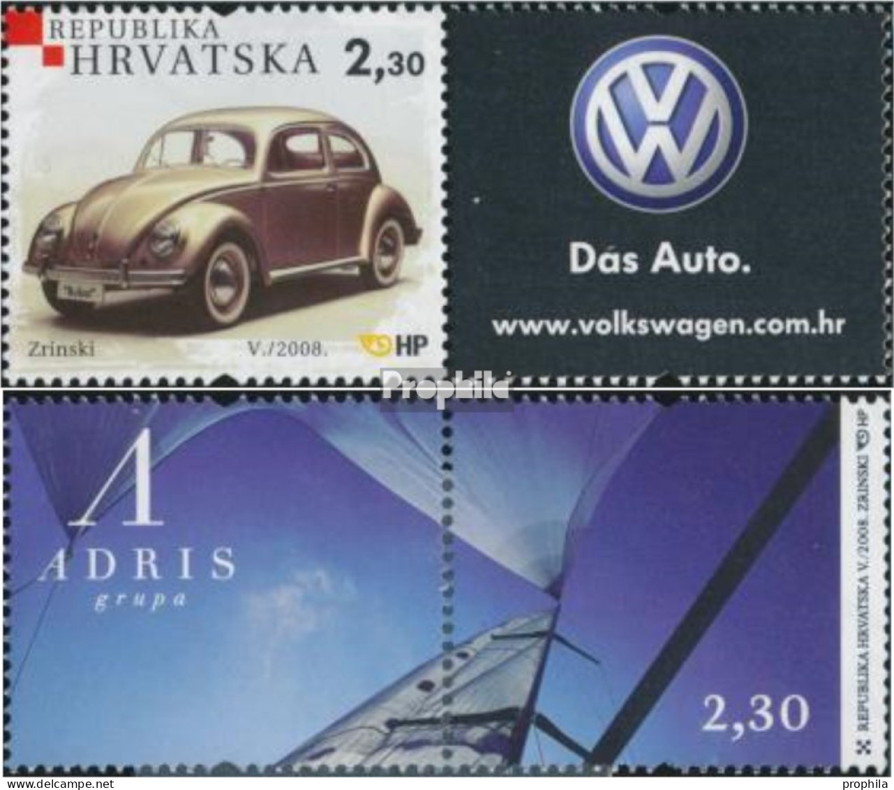 Kroatien 856Zf,860Zf Mit Zierfeld (kompl.Ausg.) Postfrisch 2008 VW Käfer, Kulturstiftung - Croacia