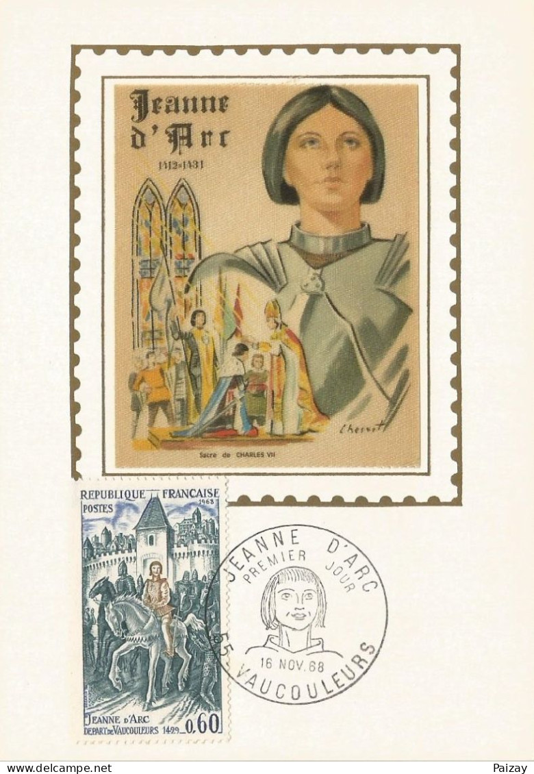2 FDC Carte 1 Jour Le 16 Novembre 1968 N° 1577 1579 Soie Etats Généraux Philippe Le Bel Jeanne D'Arc Paris 75 - 1960-1969