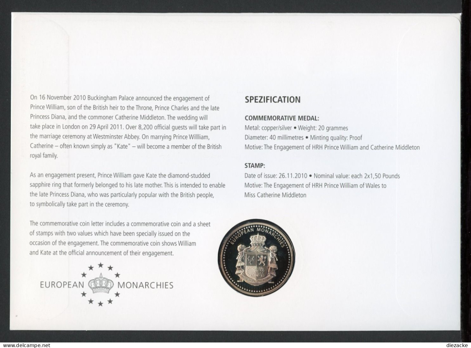 Numisbrief Monarchien Europas Prinz William Und Catherine Middleton PP (M5412 - Unclassified