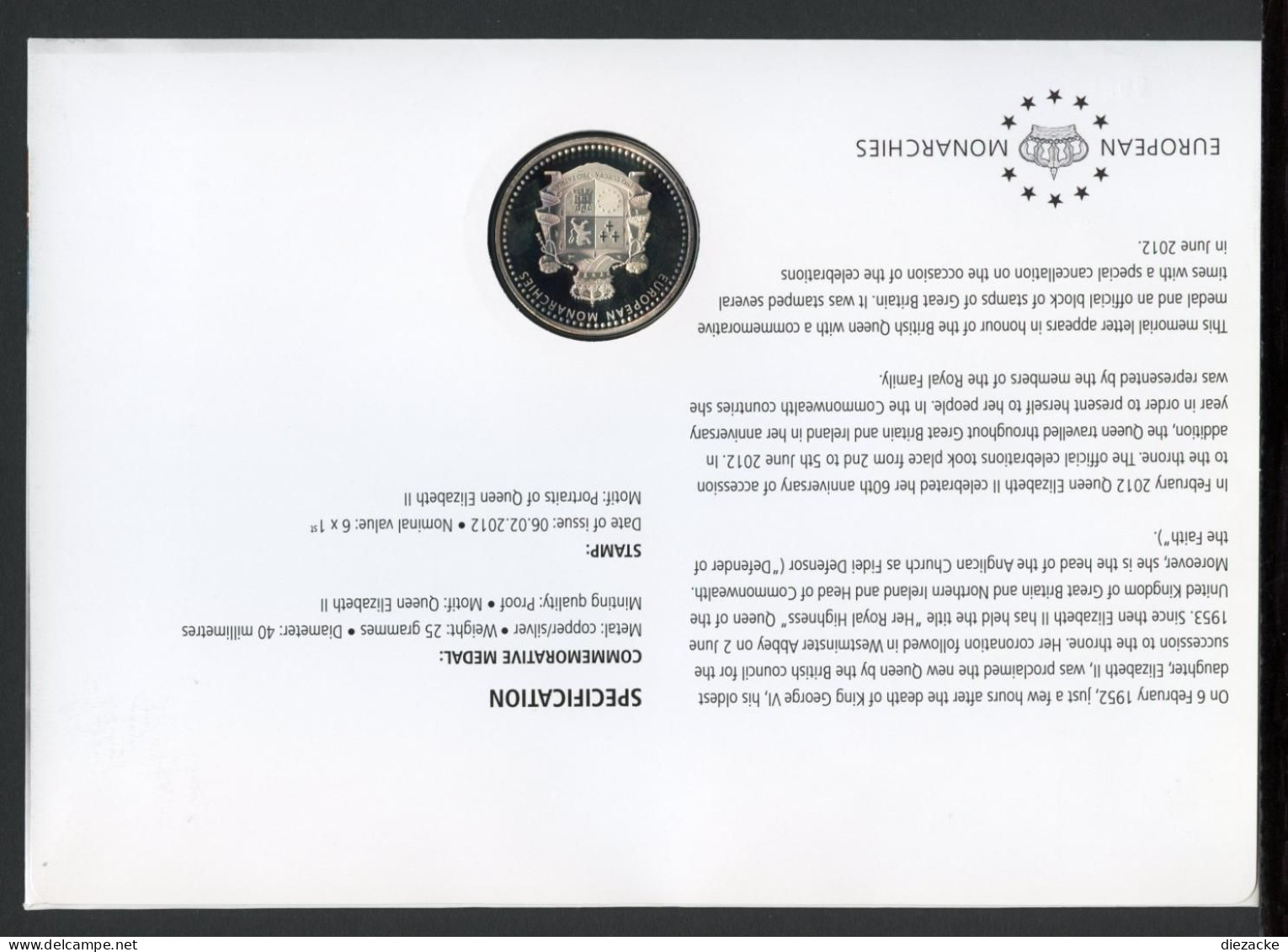 Numisbrief Monarchien Europas Diamond Jubilee Queen Elizabeth II. PP (M5411 - Ohne Zuordnung
