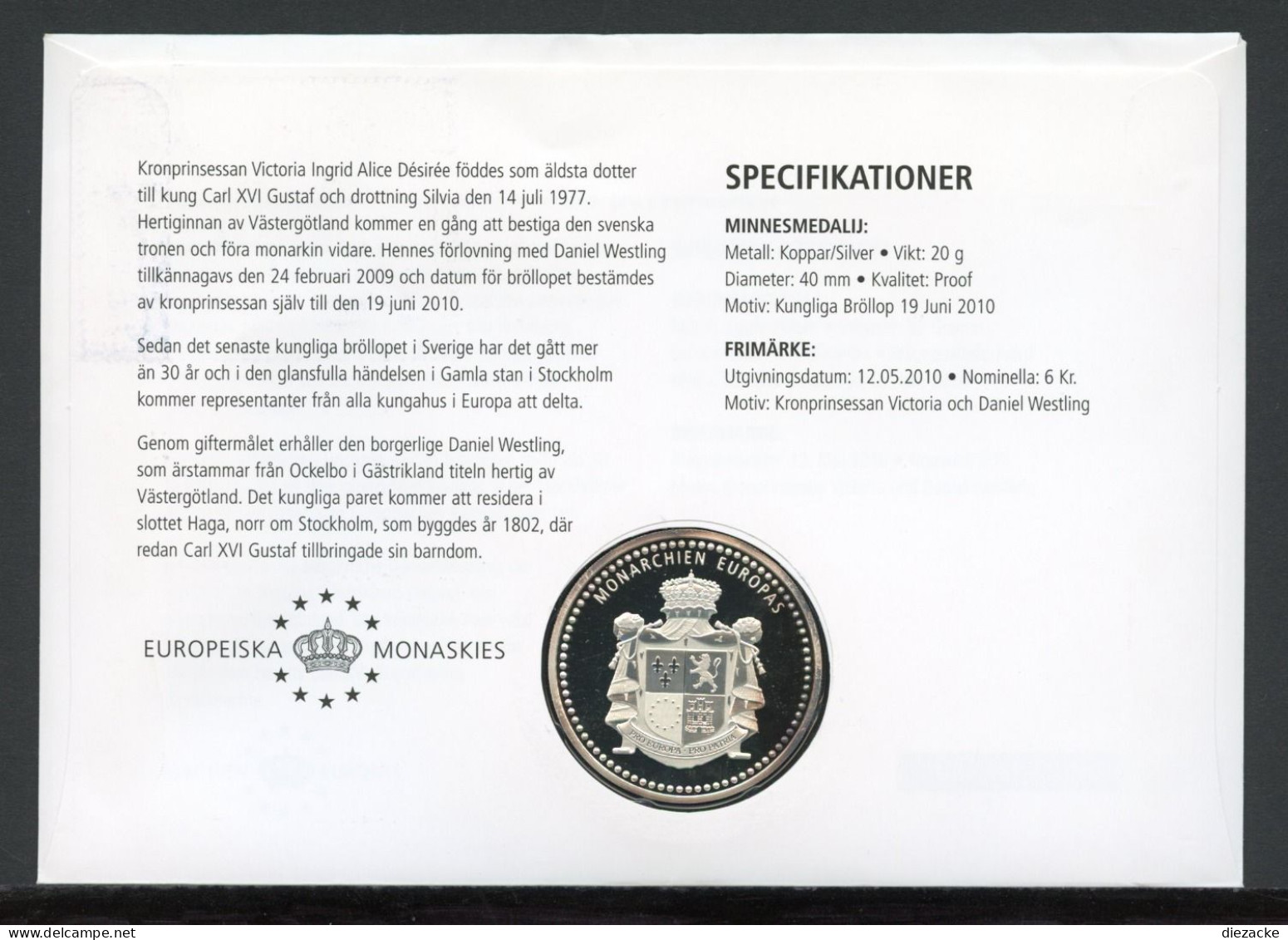 Numisbrief Monarchien Europas Kronprinzessin Victoria Von Schweden PP (M5400 - Unclassified