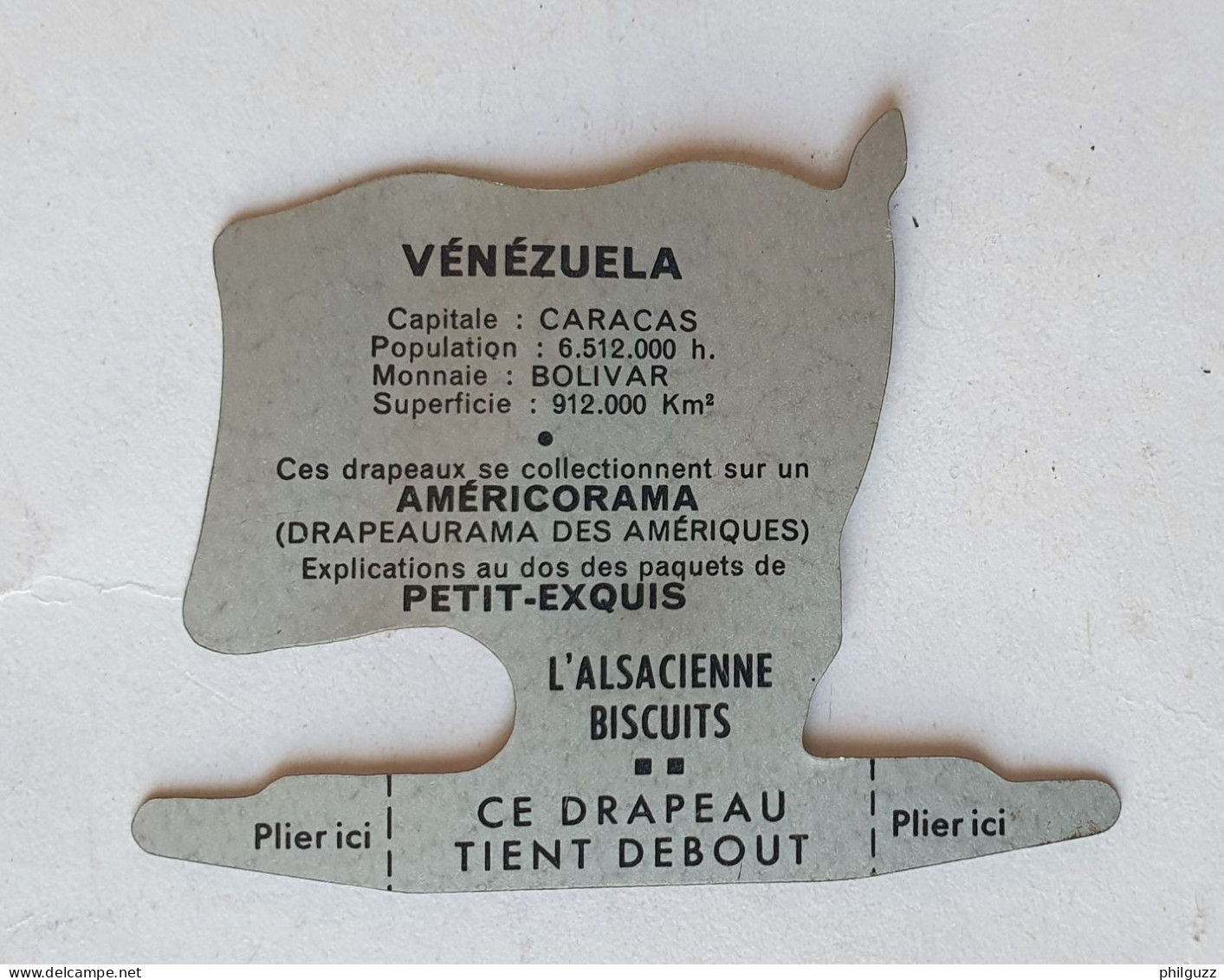 FIGURINE PUBLICITAIRE PLAQUE En Métal DRAPEAU AMERICORAMA  ALSACIENNE REPUBLIQUE VENEZUELA 1963 - Altri & Non Classificati