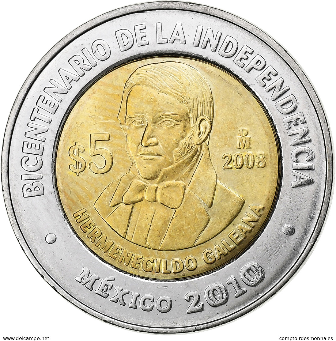 Mexique, 5 Pesos, 2008, Mexico City, Bimétallique, SPL, KM:906 - Mexiko
