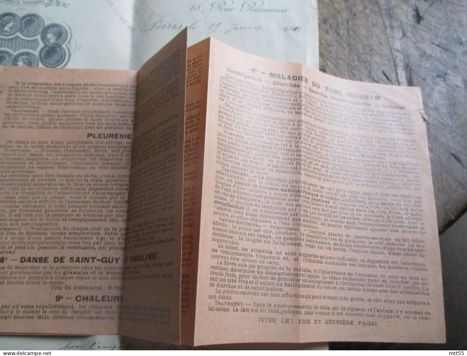 CHIENS CHIEN PRODUIT POUR CHIEN DERVILLEZ FACTURE ILLUSREEE ET FEUILLET PUBLICITE TARIF - 1900 – 1949