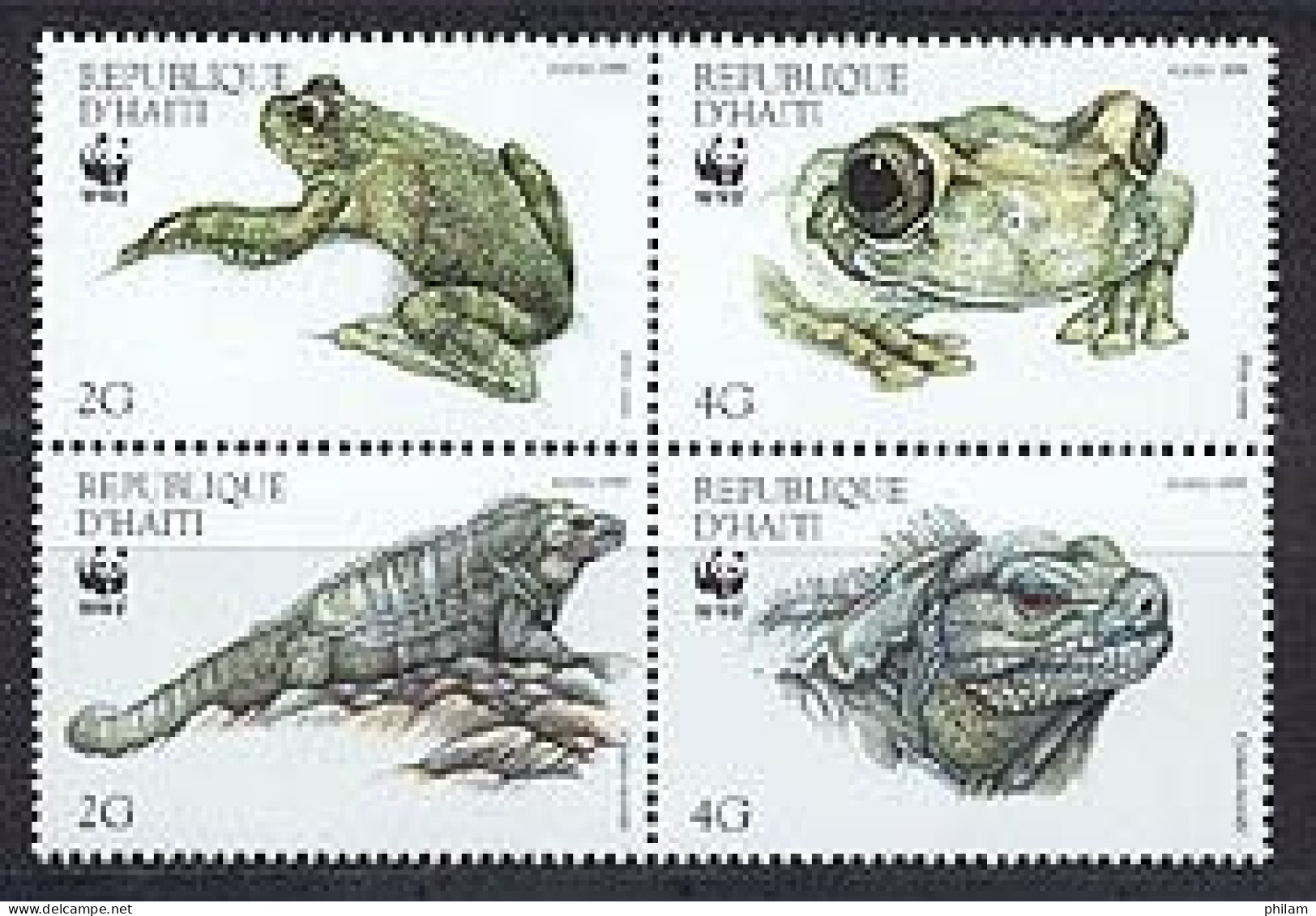 HAITI 1999 - W.W.F. - Reptiles - Iguane Et Grenouille - 4 V.  - Nuovi