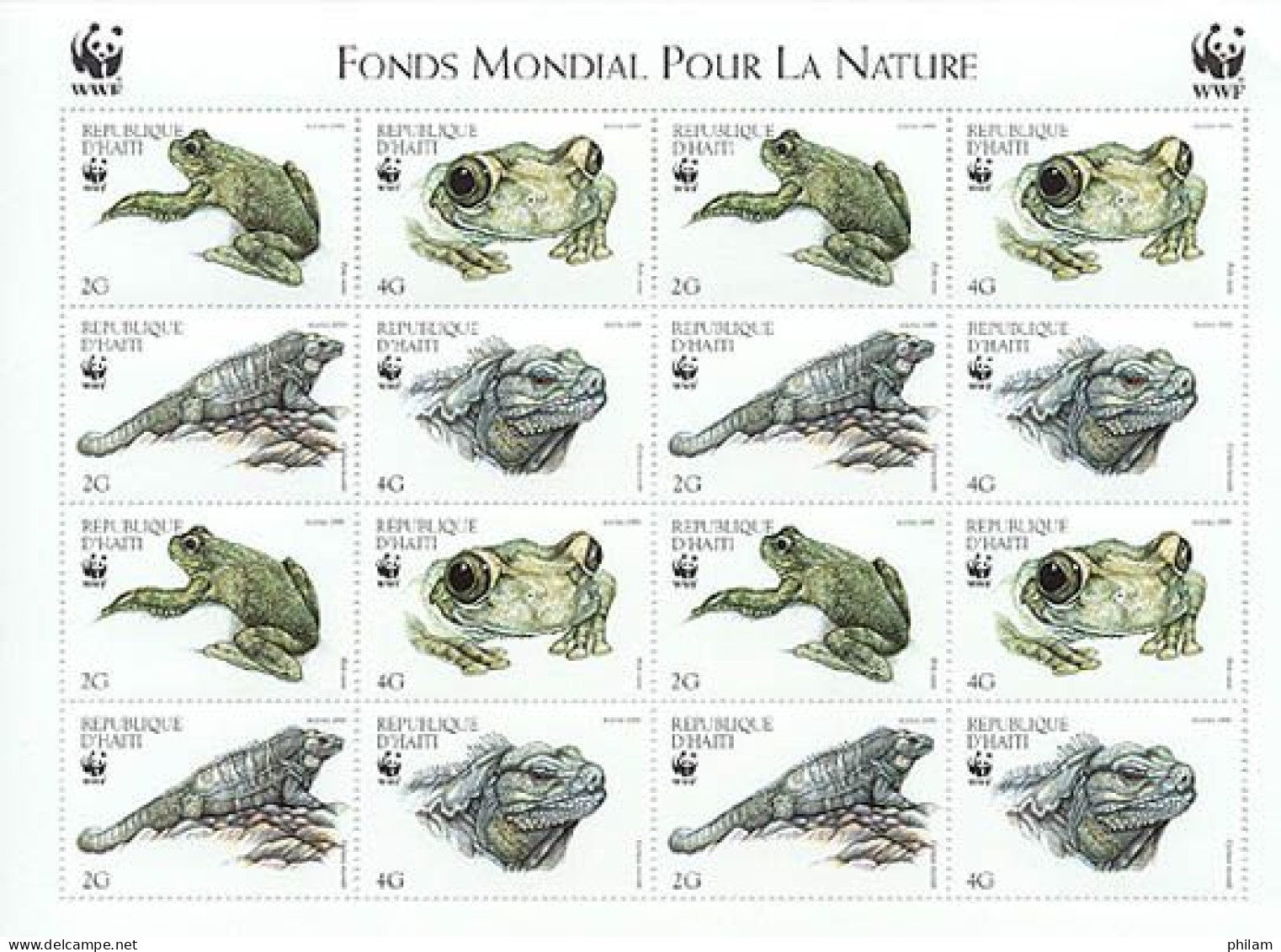 HAITI 1999 - W.W.F. - Reptiles - Feuillet De 4 X 4timbres - Haití