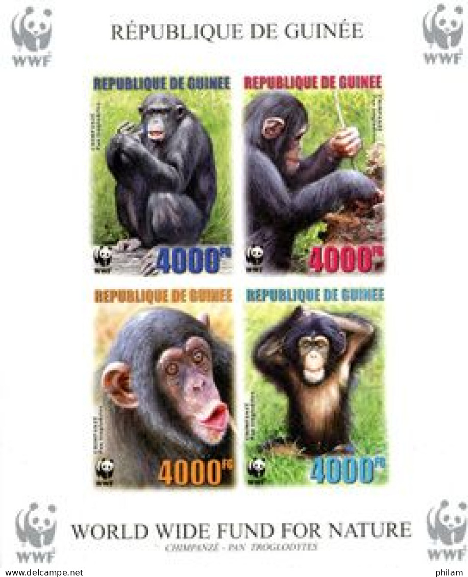 GUINEE 2006 - W.W.F. - Chimpanzee - Bloc Collectif Non Dentelé - Chimpanzees