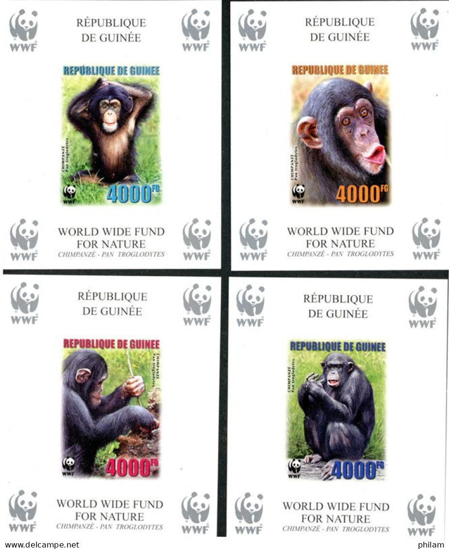GUINEE 2006 - W.W.F. - Chimpanzee - 4 BF Luxe Non Dentelés - Chimpanzees