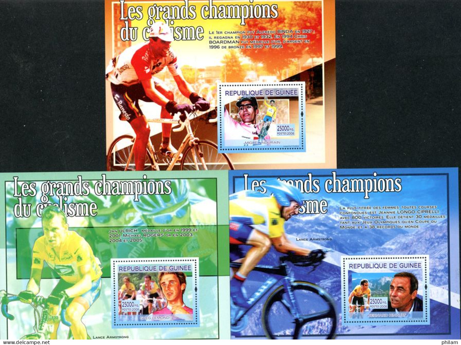 GUINEE 2008 - Les Grands Champions Du Cyclisme - 3 BF - Cycling