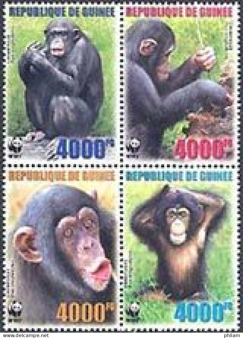 GUINEE 2006 - W.W.F. - Chimpanzee - 4 V. - Unused Stamps