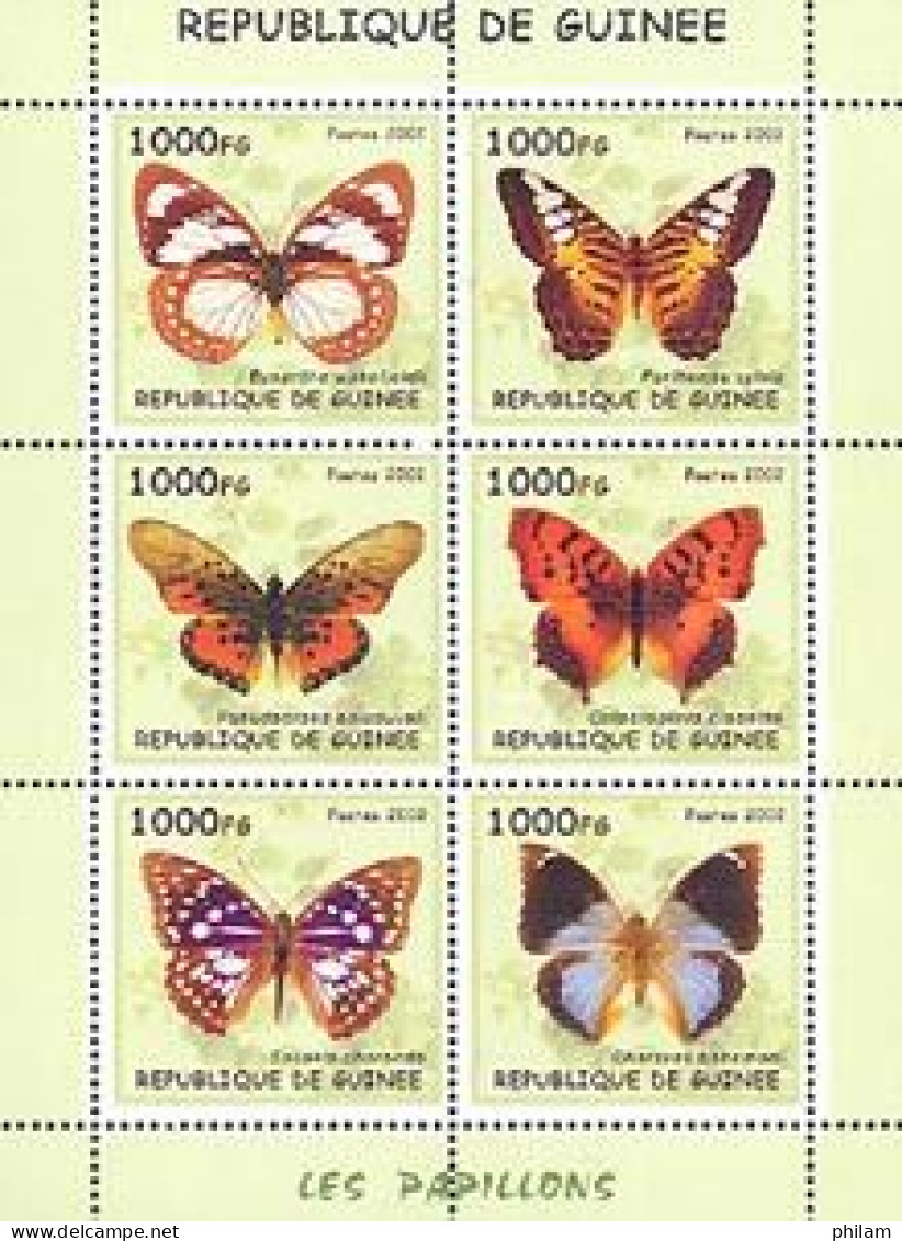 GUINEE 2003 -  Les Papillons - Feuillet De 6 V. - Papillons