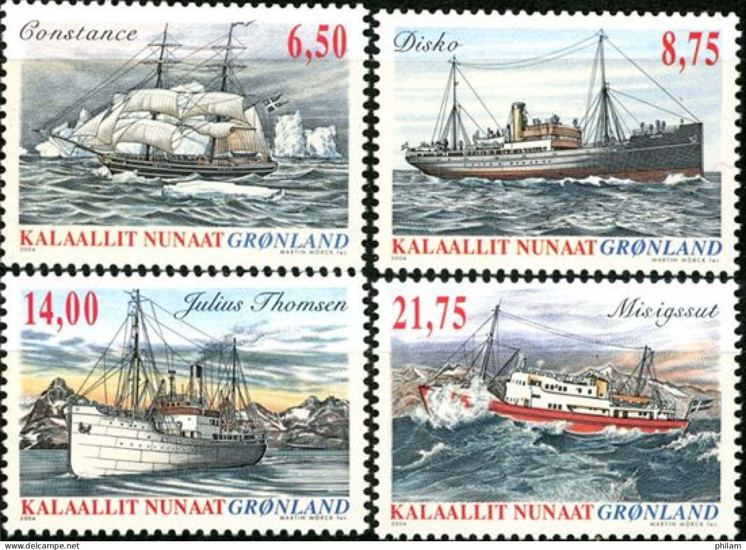 GROENLAND 2004 -La Navigation Au Groenland-4 V. - Unused Stamps