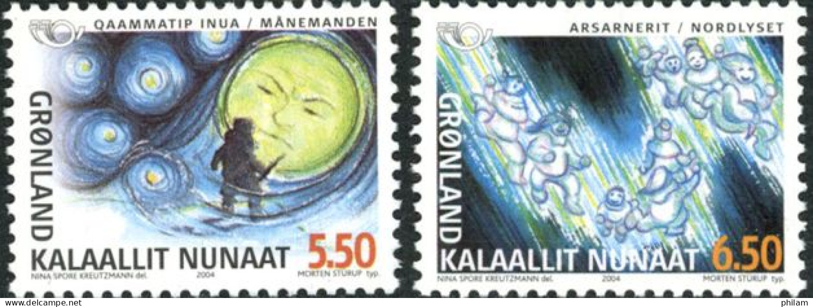 GROENLAND 2004 -Mythologie Nordique-Lune Et Lumières Du Nord-2 V. - Unused Stamps