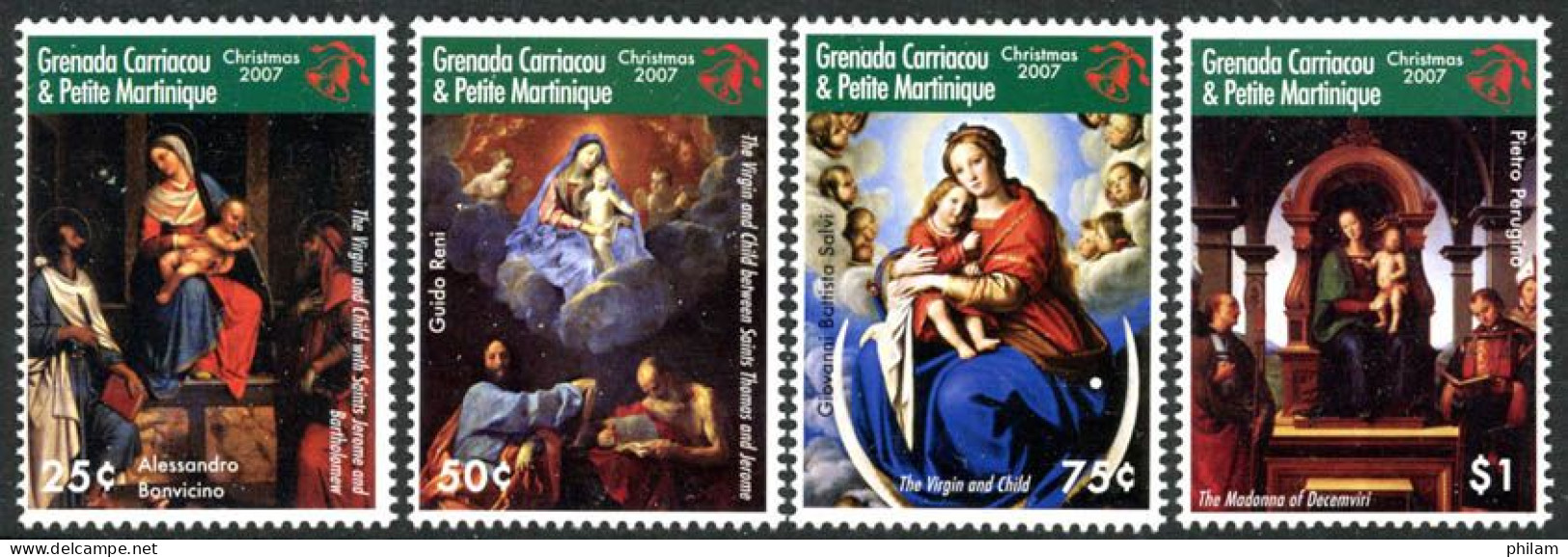 GRENADA GRENADINES CARRIACOU 2007 - Noël-tableaux De Nativité - 4 V. - Grenade (1974-...)
