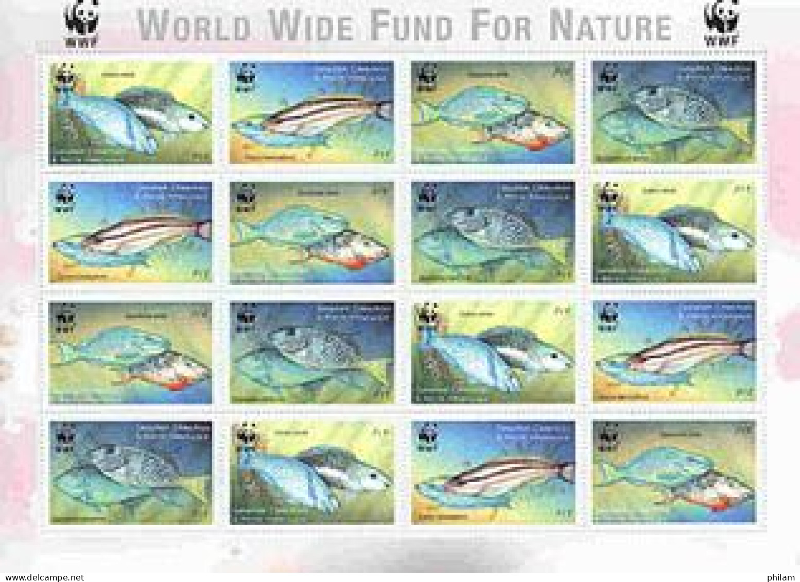 GRENADA GRENADINES CARRIACOU 2001 - W.W.F. - Poissons Des Caraibes - Feuillet - Unused Stamps