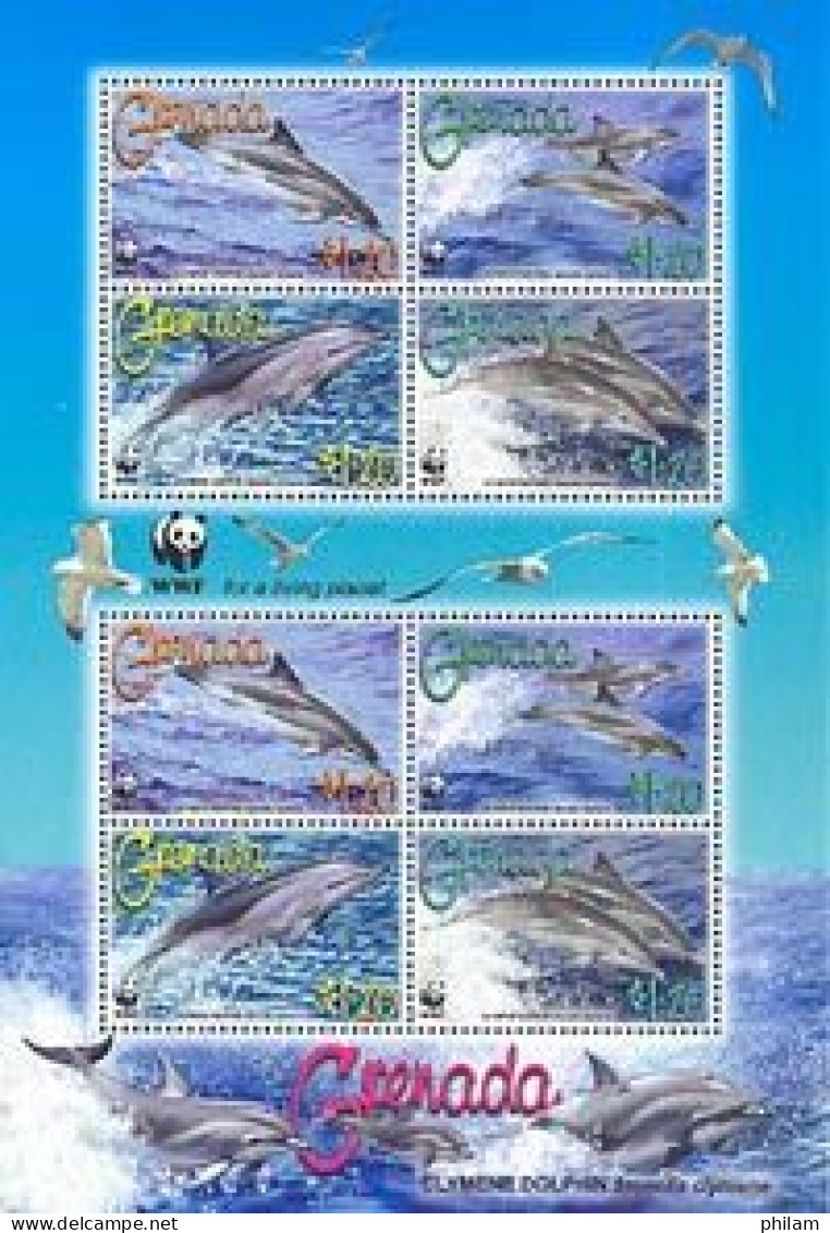 GRENADA 2007 - W.W.F. - Dauphin Clymene - Feuillet De 2 Séries - Dolphins