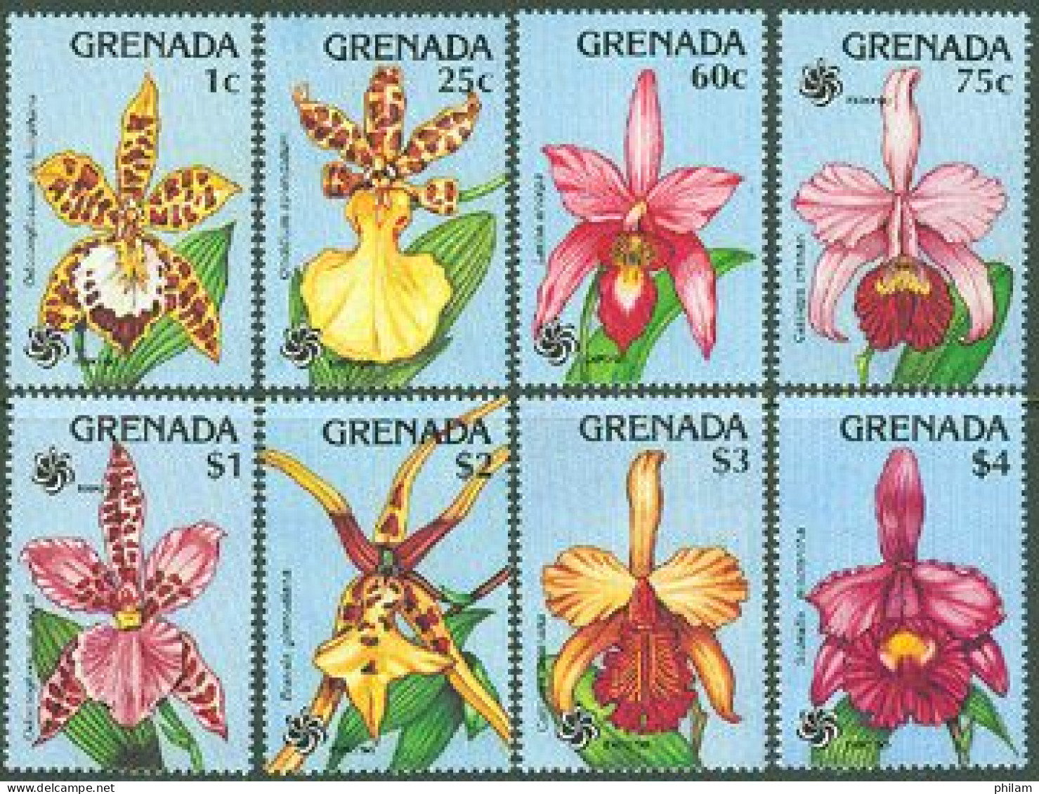 GRENADA  1990 - Expo 90 - Orchidées Des Caraibes - 8 V. - Orchidées