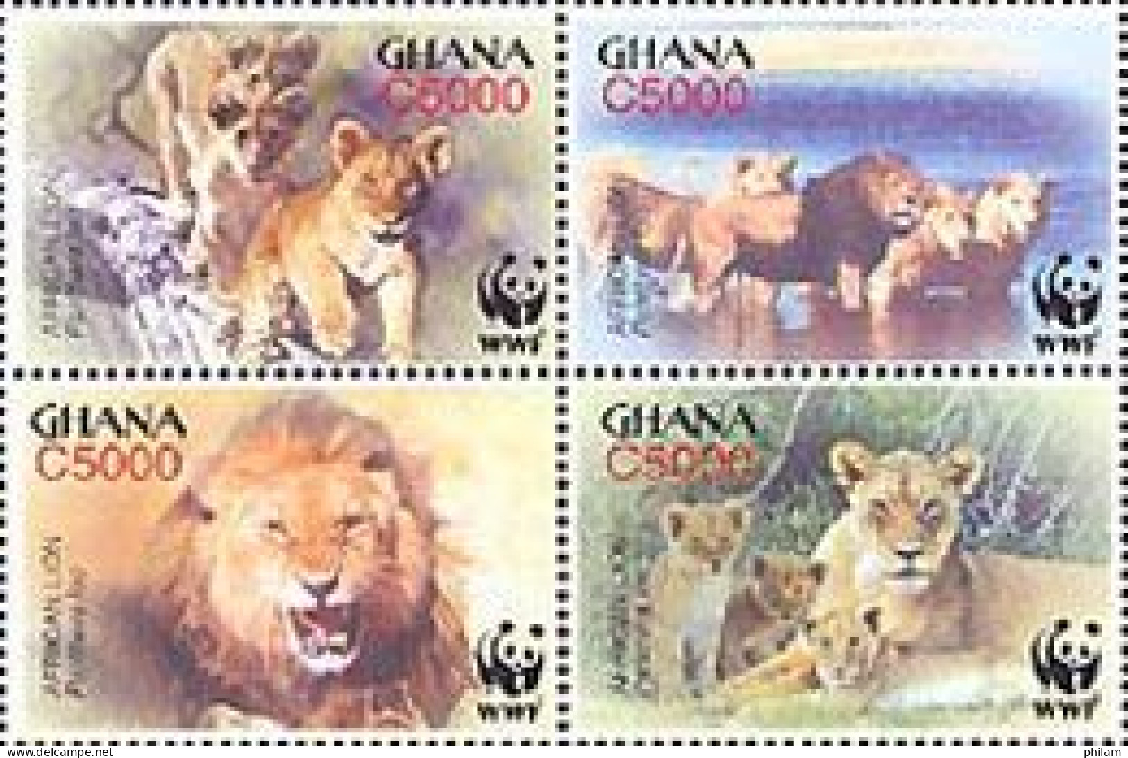 GHANA 2004 - W.W.F. - Le Lion Africain - 4 V. - Ungebraucht