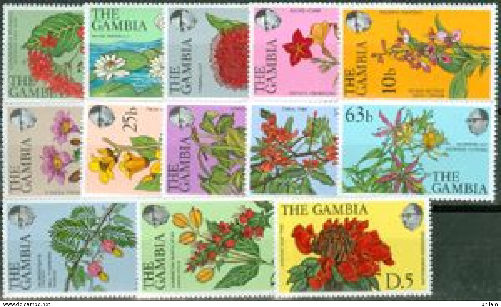 GAMBIE 1977 - Plantes Et Fleurs - 13 V. - Gambie (1965-...)