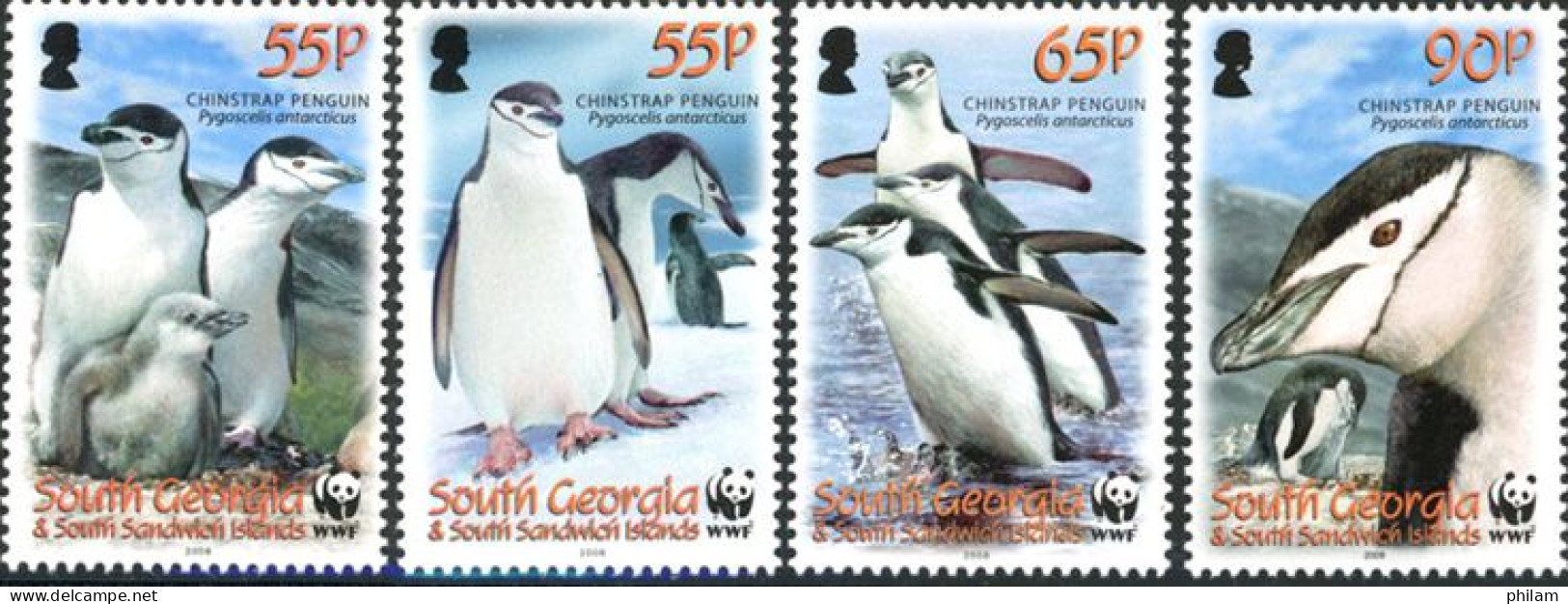 GEORGIE DU SUD 2008 - W.W.F. - Pingouin Chinstrap - 4 V. - Georgias Del Sur (Islas)