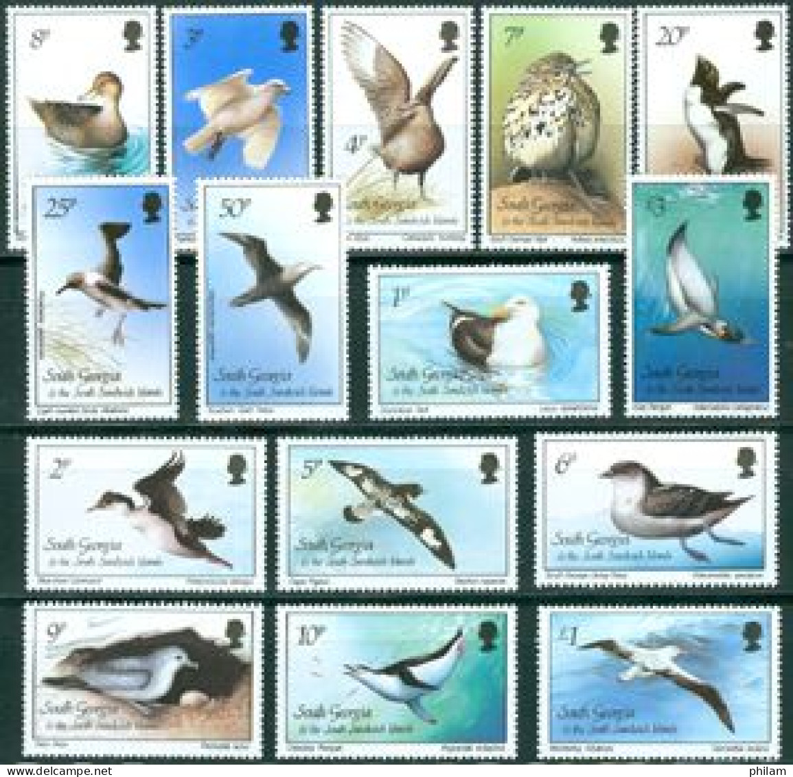 FALKLAND DEPENDENCES 1987 - Oiseaux De Mer - 15 V. - Georgias Del Sur (Islas)