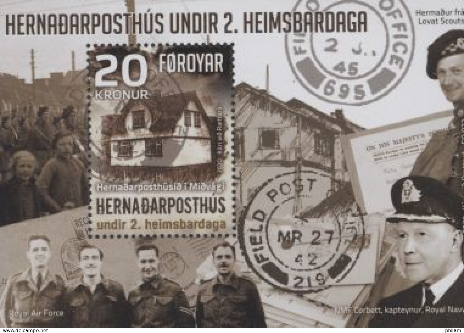 FEROES 2020 - Guerre Mondiale: Bureaux Postaux - 1 BF                                              - Faroe Islands