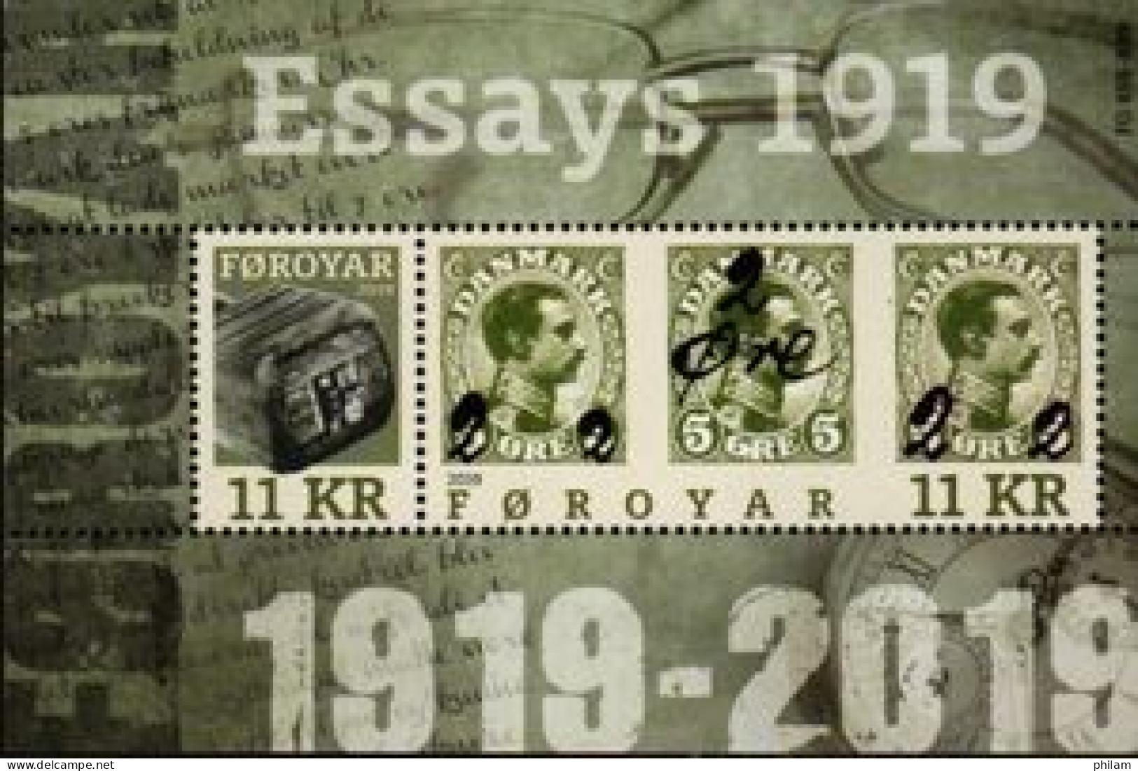 FEROES 2019 - Les Timbres Provisoires De 1919 - BF                                                     - Féroé (Iles)