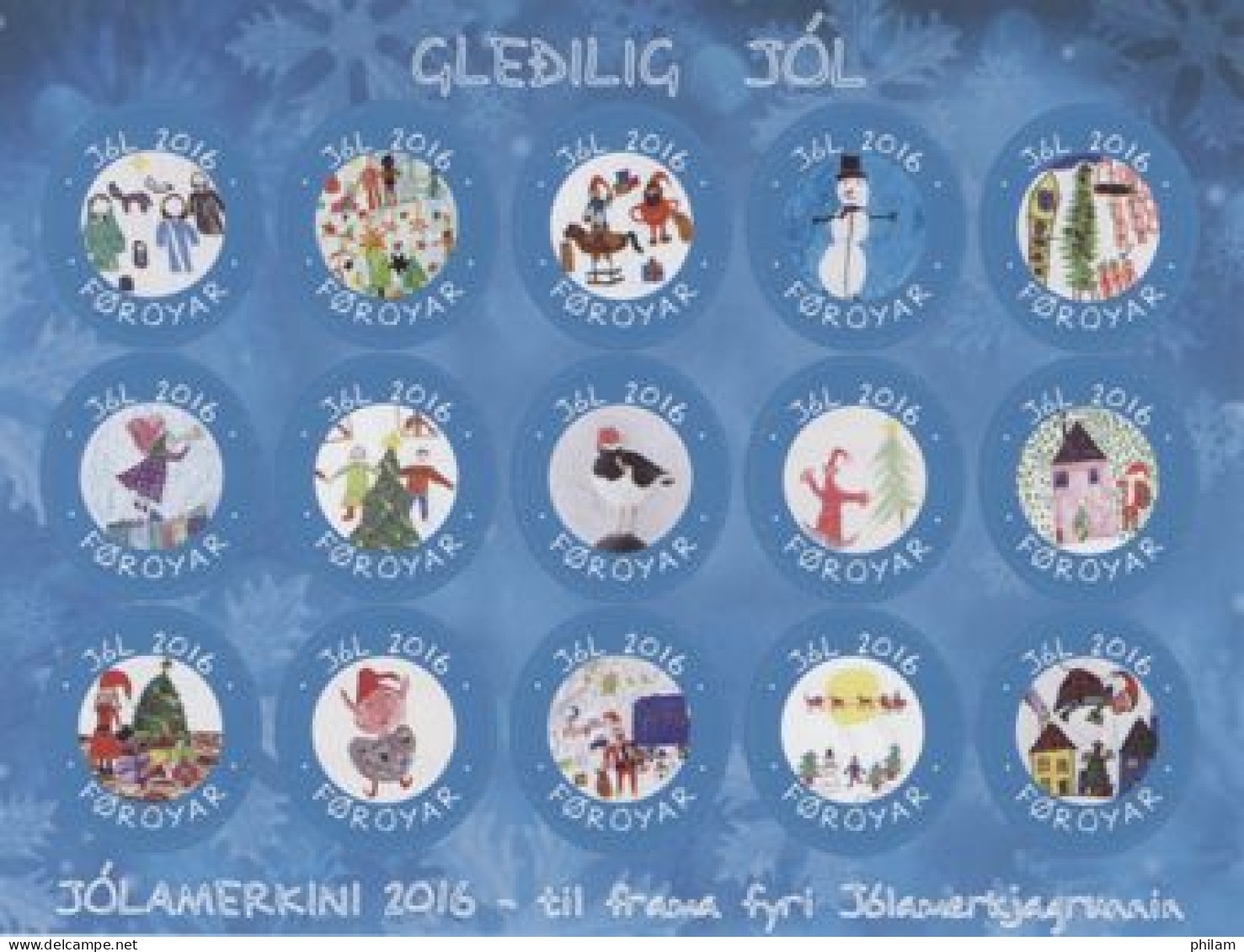 FEROES 2016 - Vignettes De Noël - Boules De Noël - 15 V. - Faroe Islands